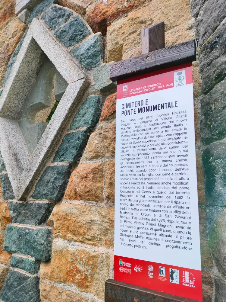 pannello cimitero monumentale rosazza valle cervo sui miei passi